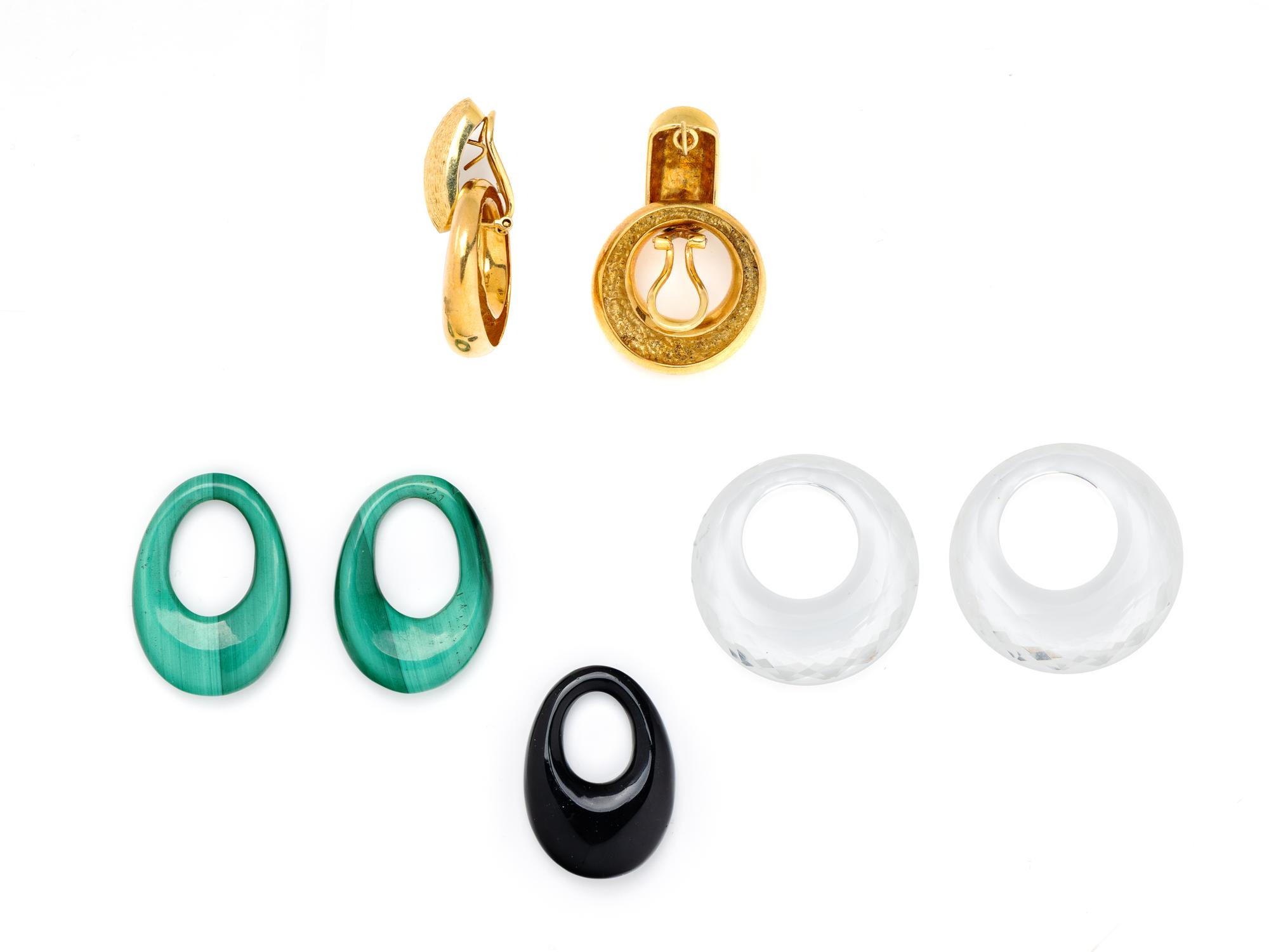 YELLOW GOLD EARRINGS WITH INTERCHANGABLE DROPS