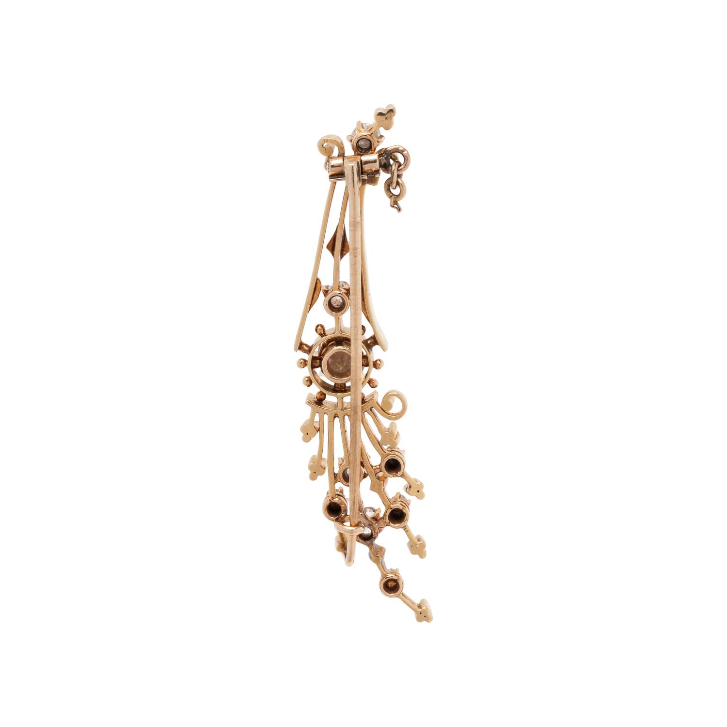 ANTIQUE, ROSE GOLD AND DIAMOND BROOCH