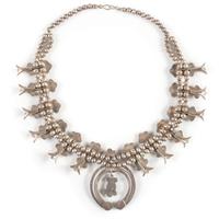 Navajo Silver and Turquoise Squash Blossom Necklace