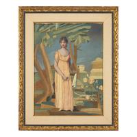 An Embroidered Silk Work Picture of a Young Lady