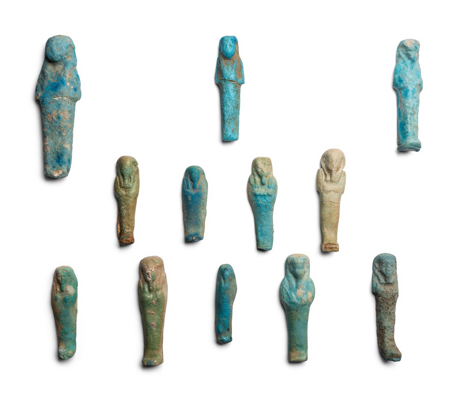 Eleven Egyptian Faience Ushabtis