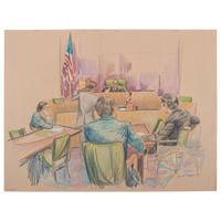 Joan Andrew, Washington Post and CNN Sketch Artist, 24 Original Sketches Documenting the Trial of John Hinckley, Jr., For his Attempted Assassination of Ronald Reagan