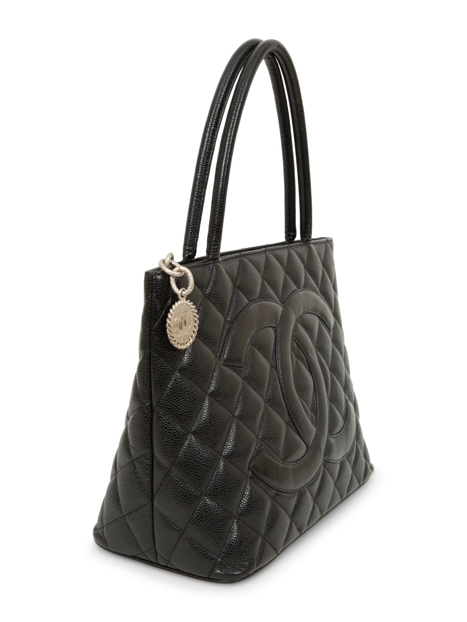 Chanel Medallion Tote and French Wallet in Quilted Black Caviar Leather, 2005 - 2011