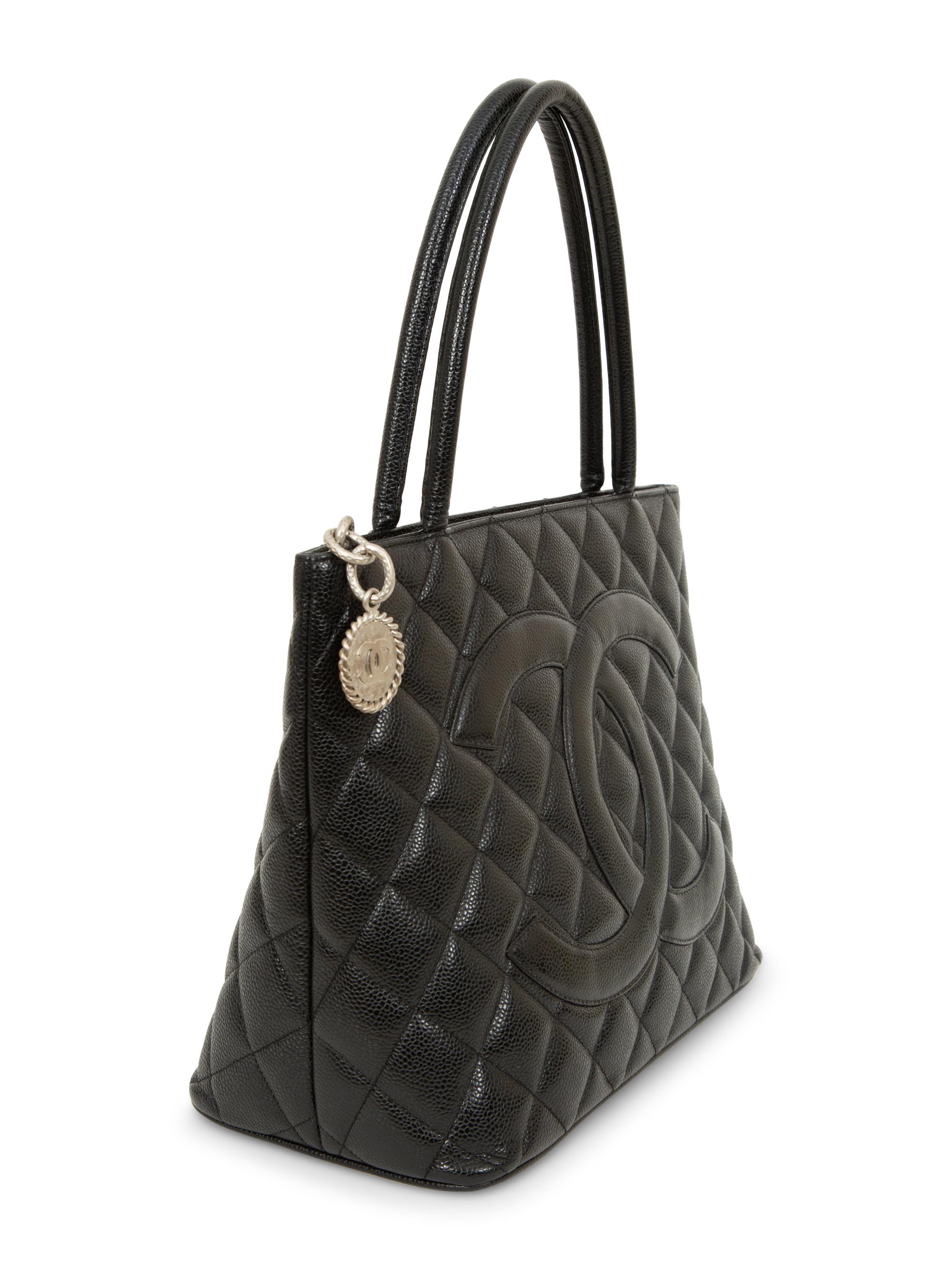 Chanel Medallion Tote and French Wallet in Quilted Black Caviar Leather, 2005 - 2011