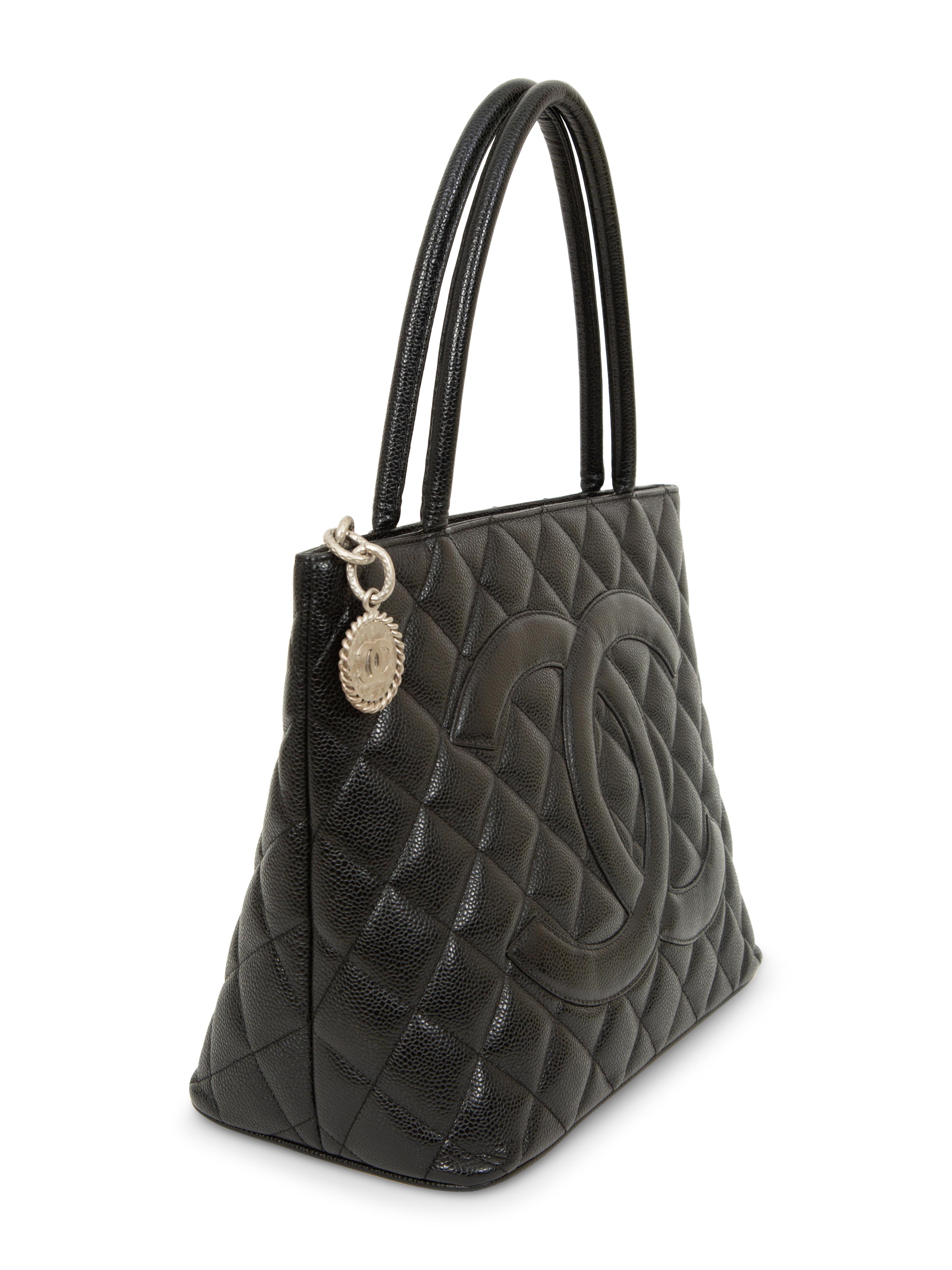 Chanel Medallion Tote and French Wallet in Quilted Black Caviar Leather, 2005 - 2011