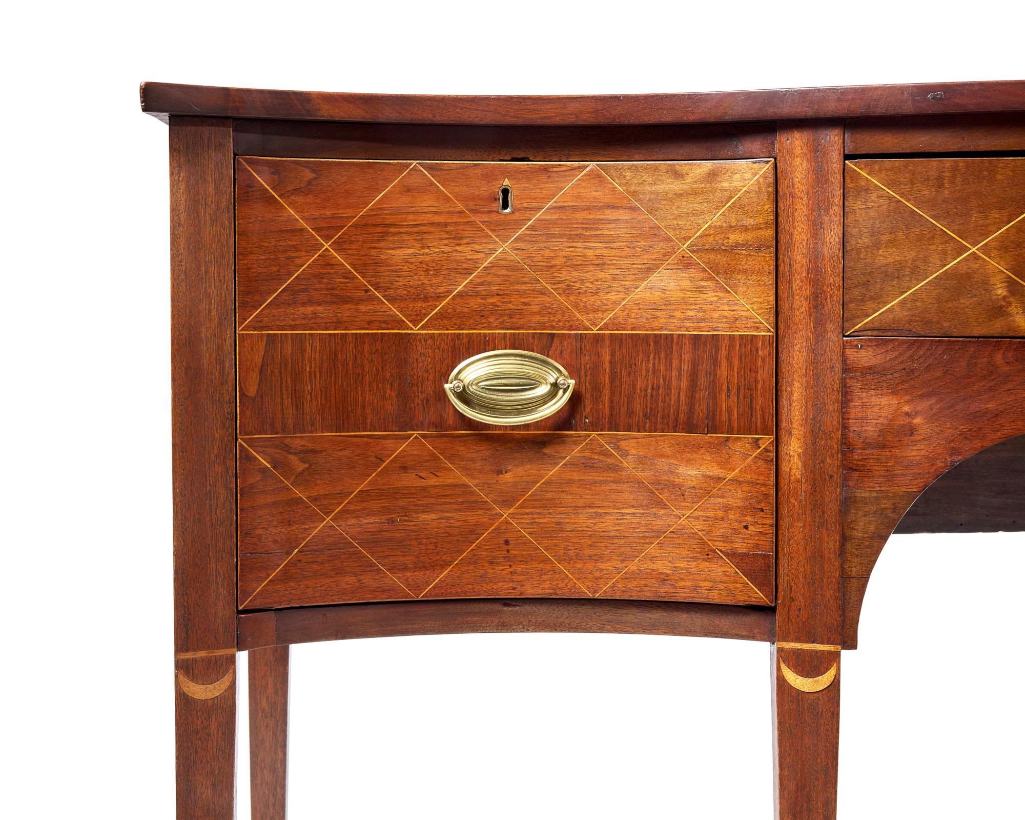 A Federal Inlaid Serpentine Walnut Sideboard