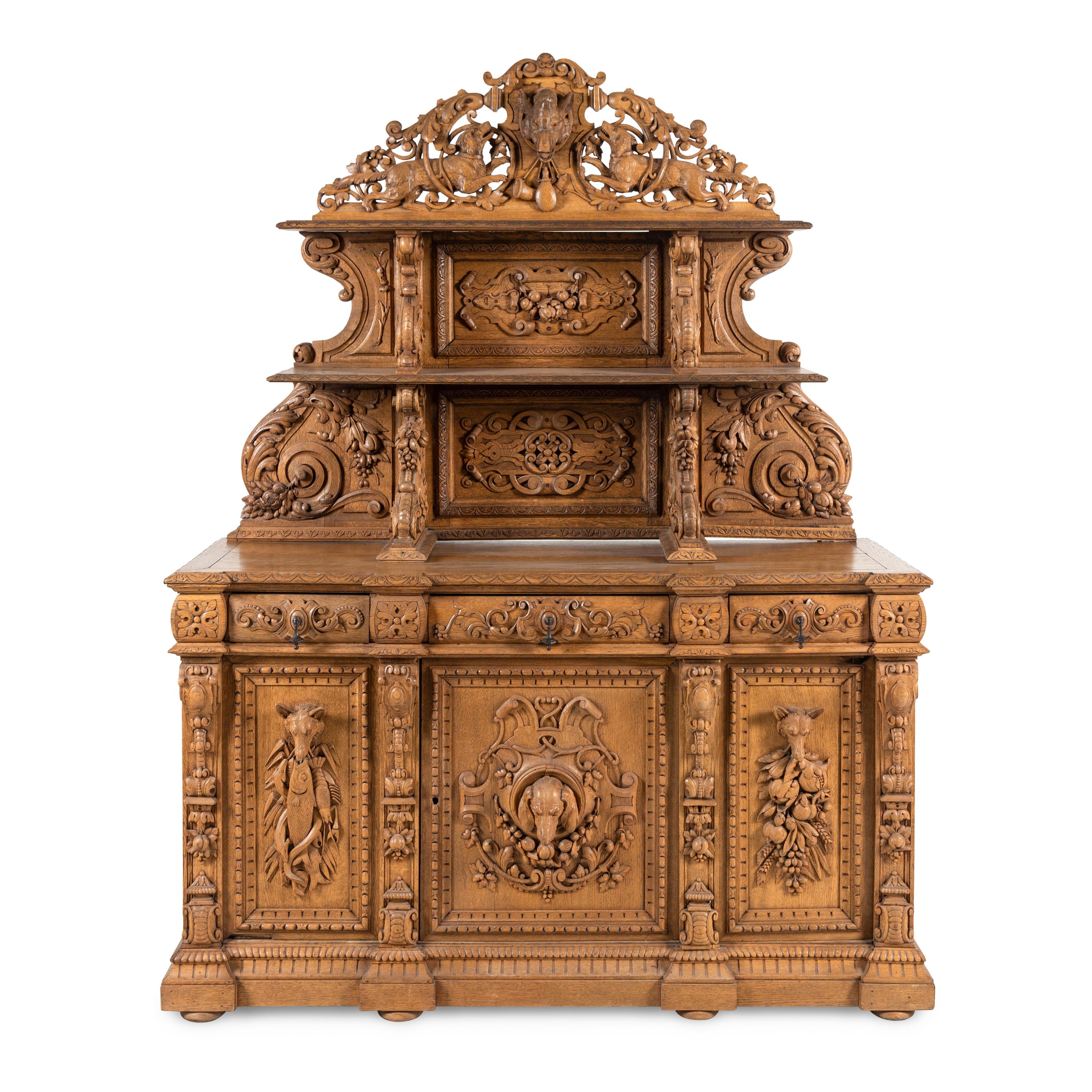 A French Carved Oak Hunt Board