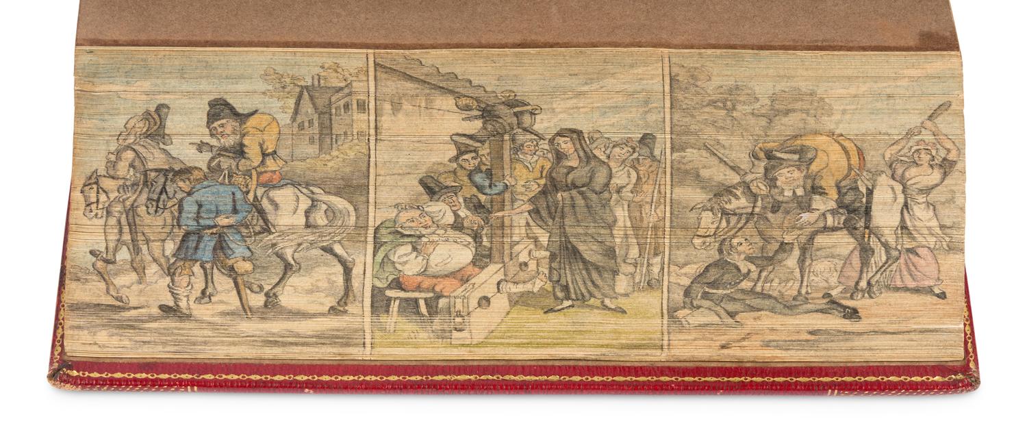 [FORE-EDGE PAINTINGS]. BUTLER, Samuel (1612-1680). Hudibras, a Poem ... With historical, Biographical, and Explanatory Notes, Selected from Grey & Other Authors. To Which are Prefixed, a Life of the Author, and a Preliminary Discourse on the Civil War . London: Akerman et al, 1822.