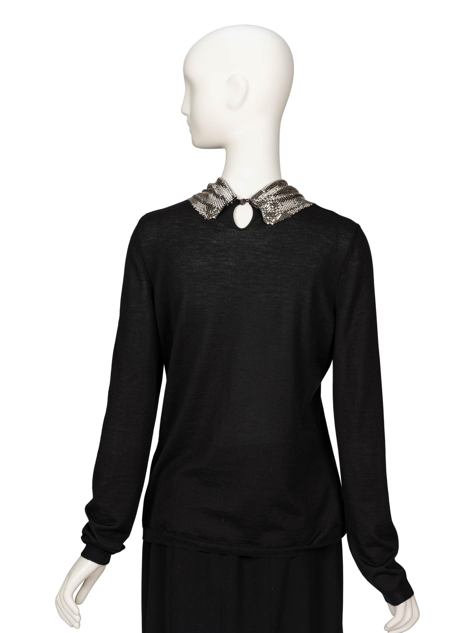 Chanel, Cashmere Shirt with Removable Metal Mesh Scarf