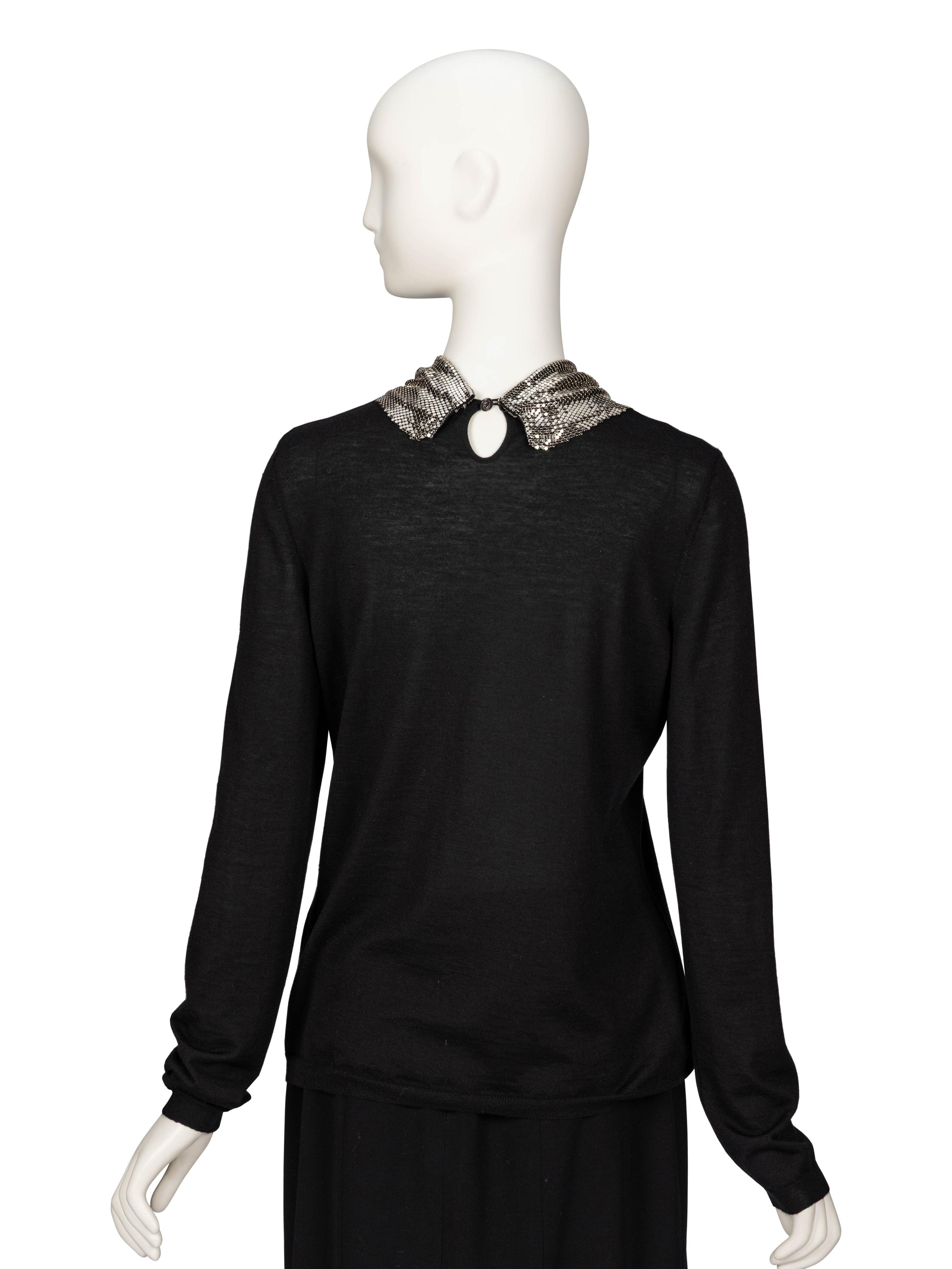 Chanel, Cashmere Shirt with Removable Metal Mesh Scarf