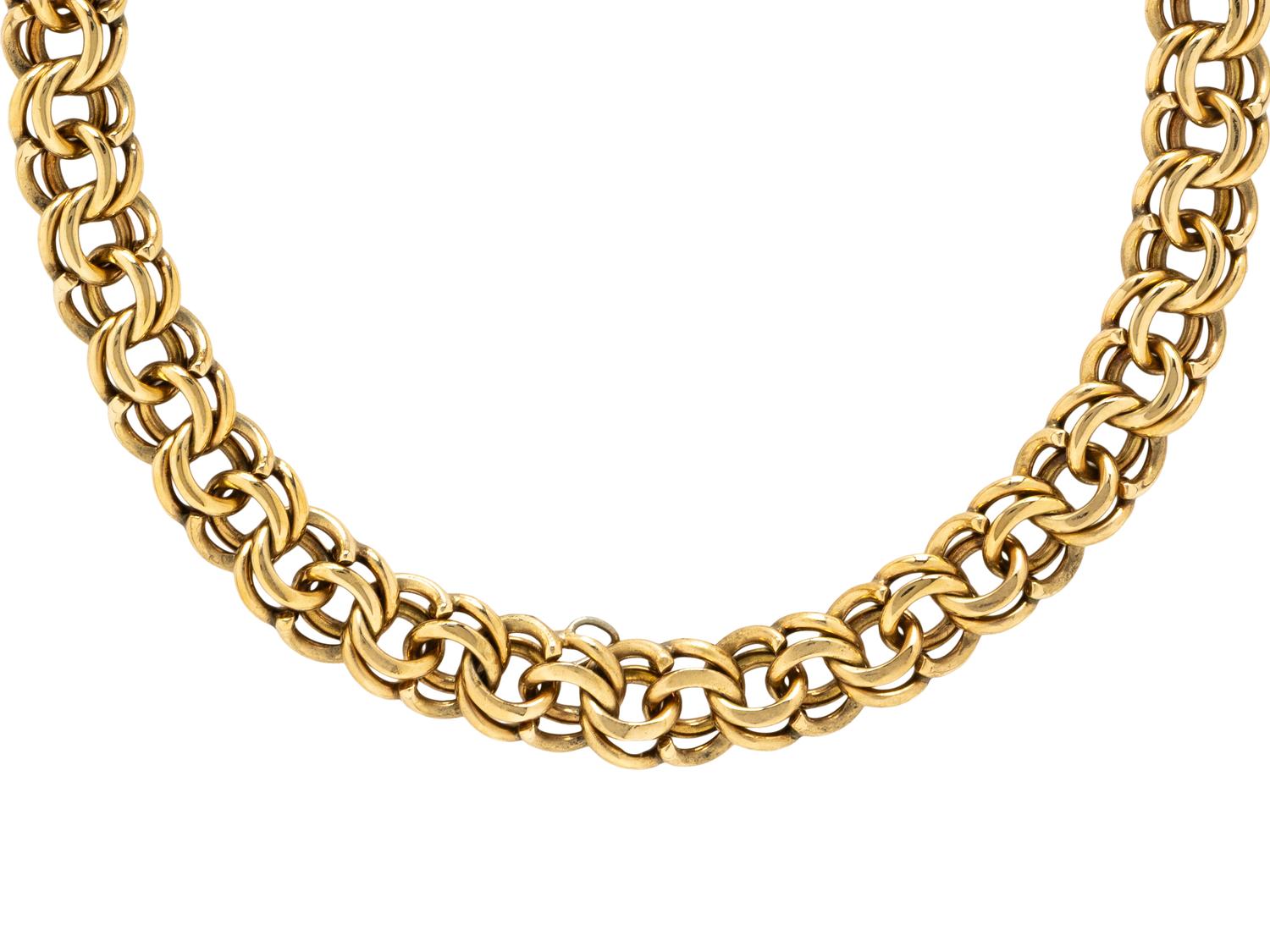 YELLOW GOLD DOUBLE LINK CHAIN NECKLACE
