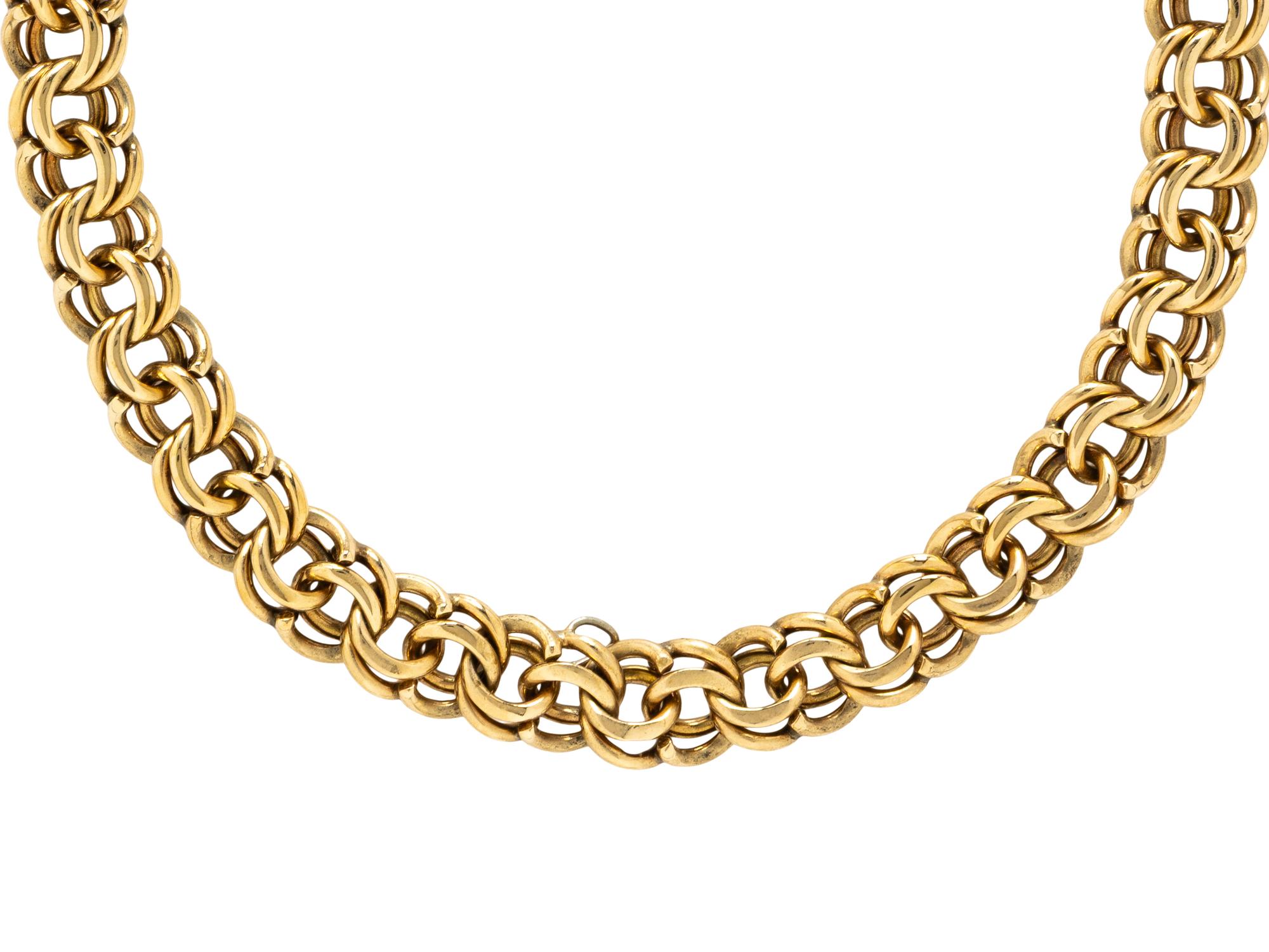 YELLOW GOLD DOUBLE LINK CHAIN NECKLACE