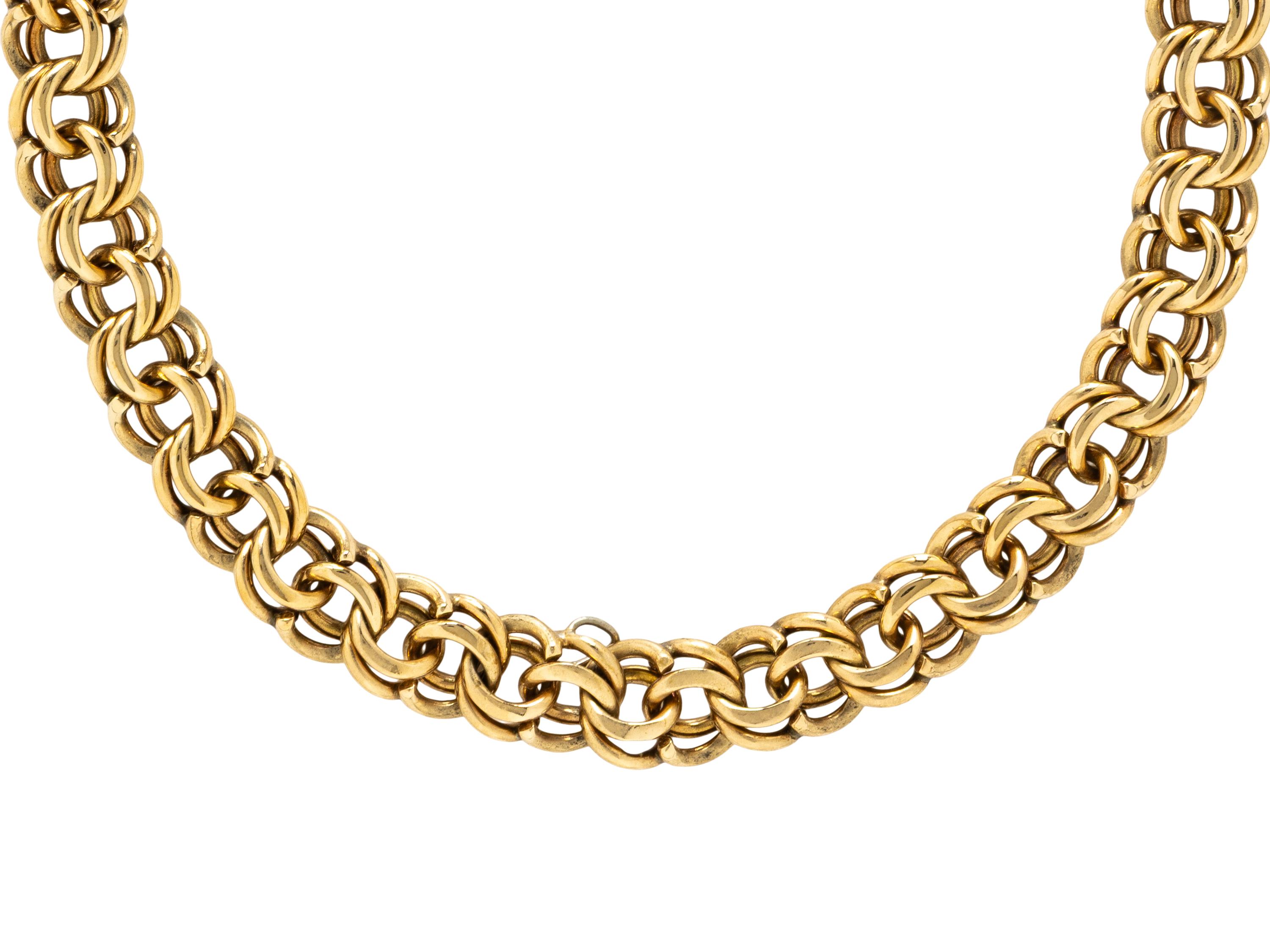 YELLOW GOLD DOUBLE LINK CHAIN NECKLACE