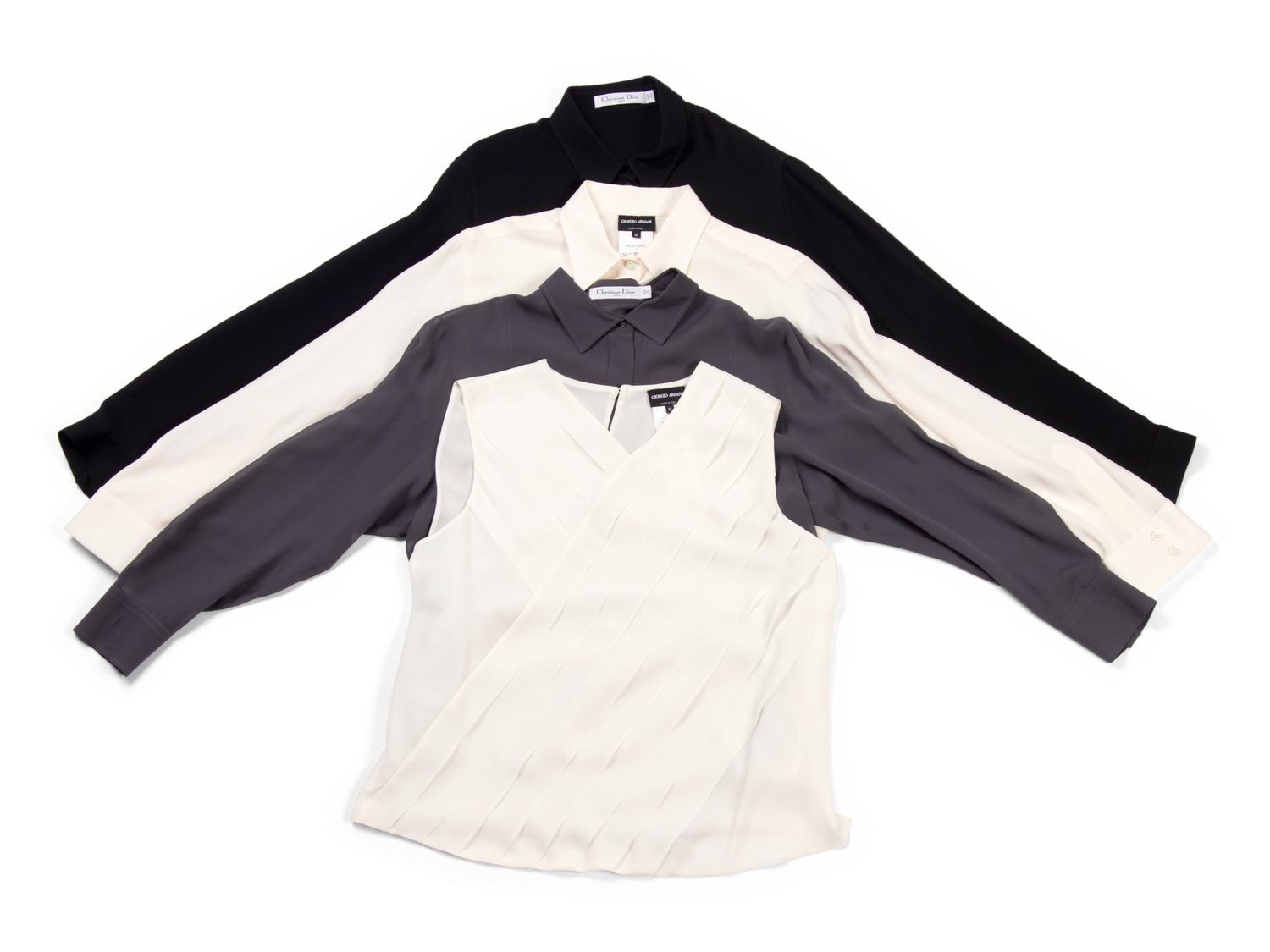 Four Silk Tops: Two Giorgio Armani and Two Christian Dior