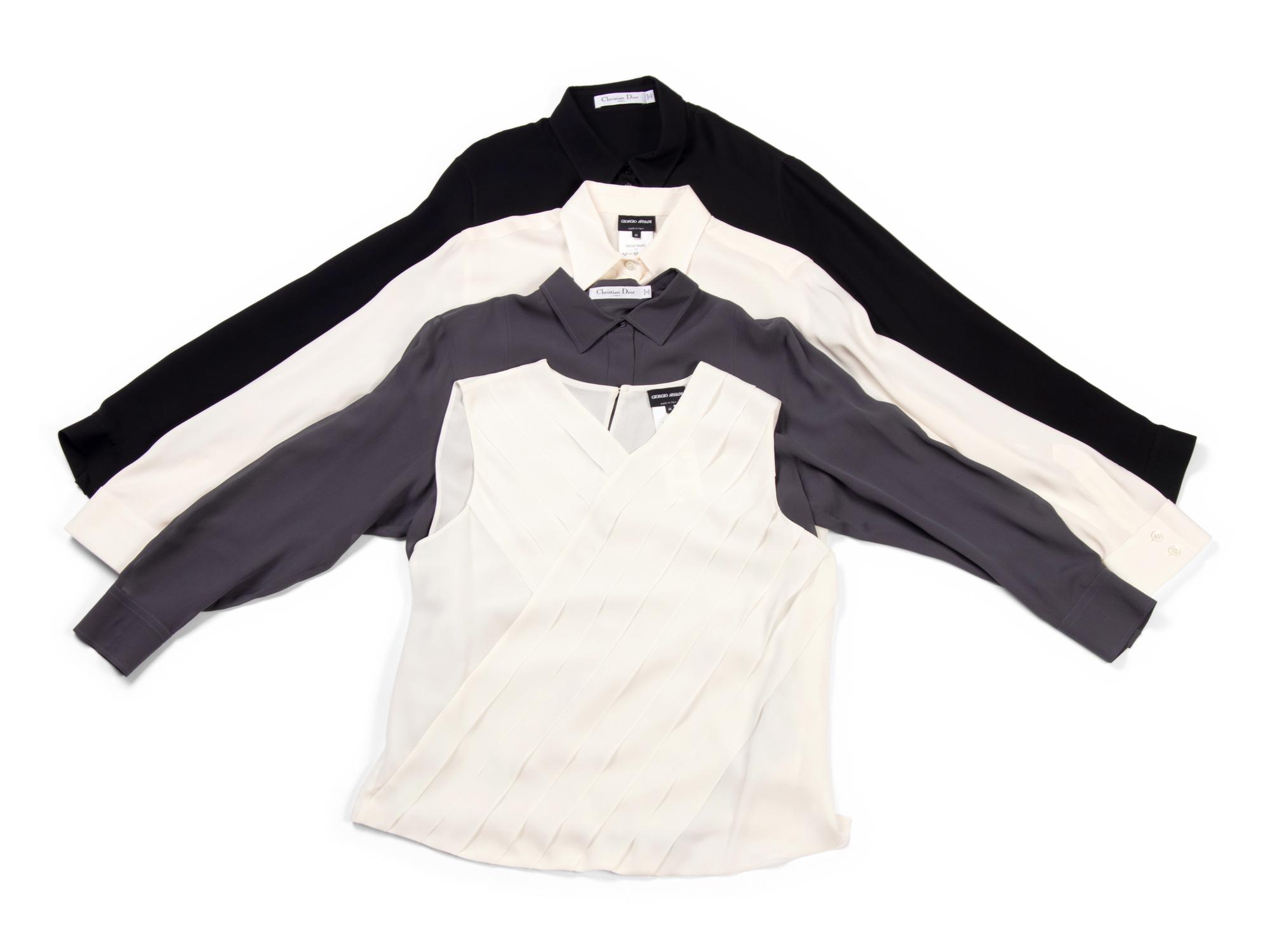 Four Silk Tops: Two Giorgio Armani and Two Christian Dior