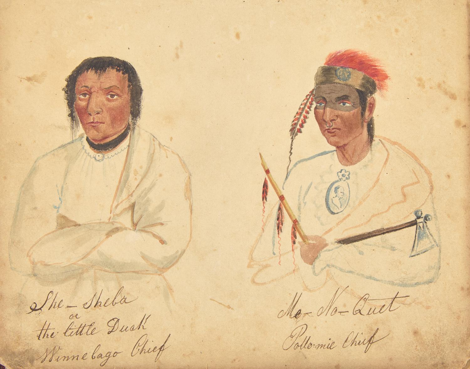 [Native Americana] [Lewis, James Otto] Schweighofer, Julius. Near-Contemporary Sketchbook of Images from James Otto Lewis' "Aboriginal Port Folio"