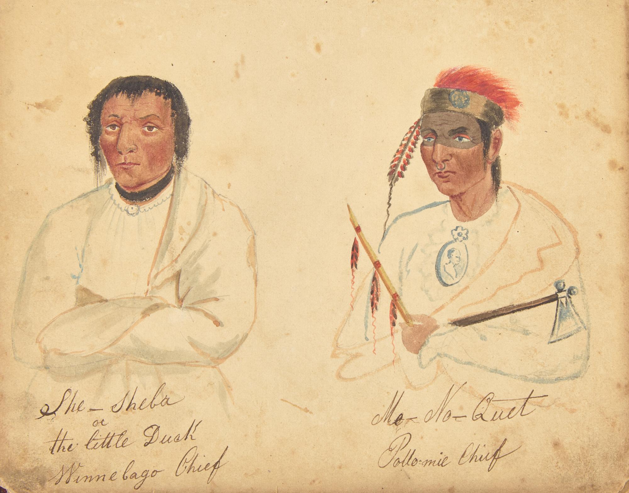 [Native Americana] [Lewis, James Otto] Schweighofer, Julius. Near-Contemporary Sketchbook of Images from James Otto Lewis' "Aboriginal Port Folio"