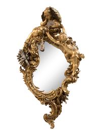 A Baroque Style Gilt and Silvered Composition Mirror