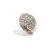 RETRO, WHITE GOLD AND DIAMOND BOMBÉ RING