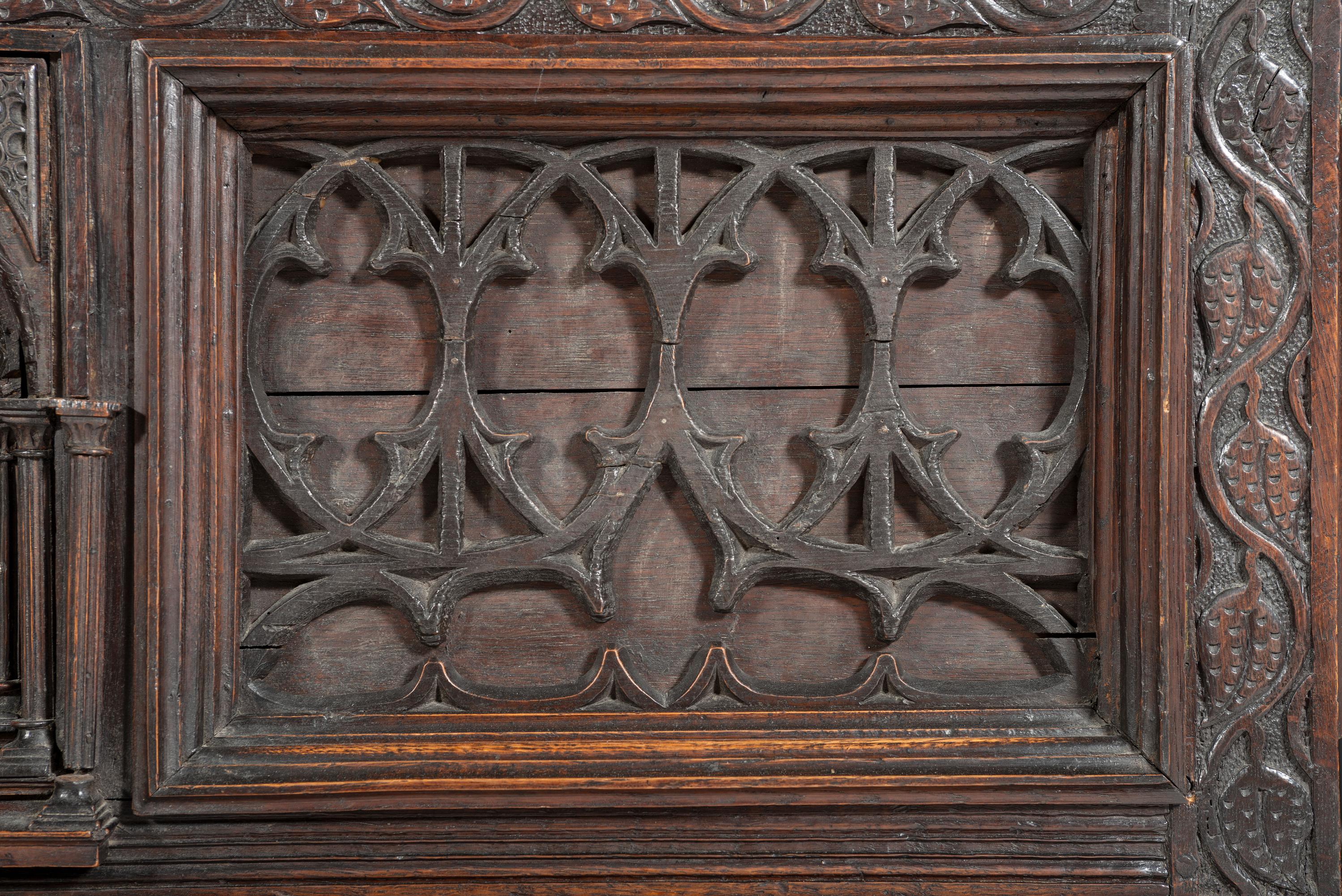 An English Gothic Revival Oak Court Cupboard