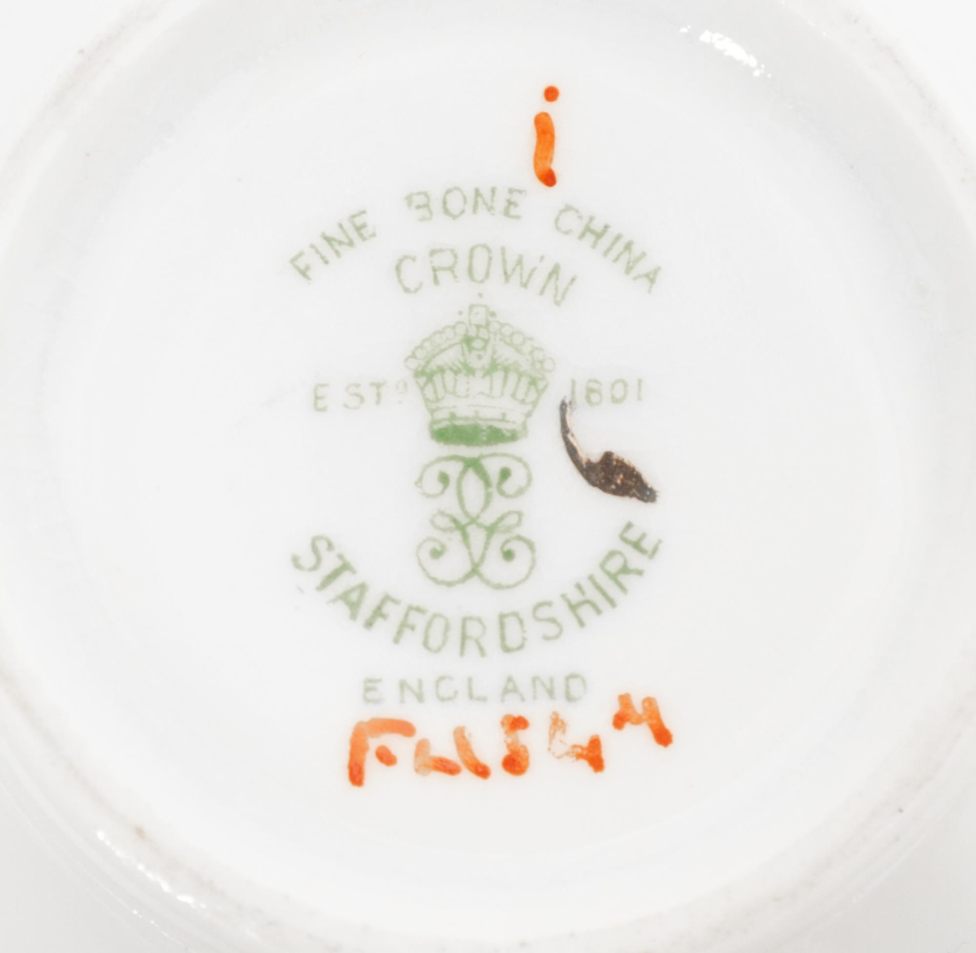 A Crown Staffordshire Blue Bow Porcelain Dessert Service
