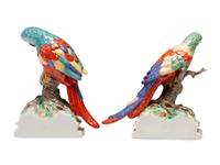 A Pair of Nymphenburg Porcelain Parrots