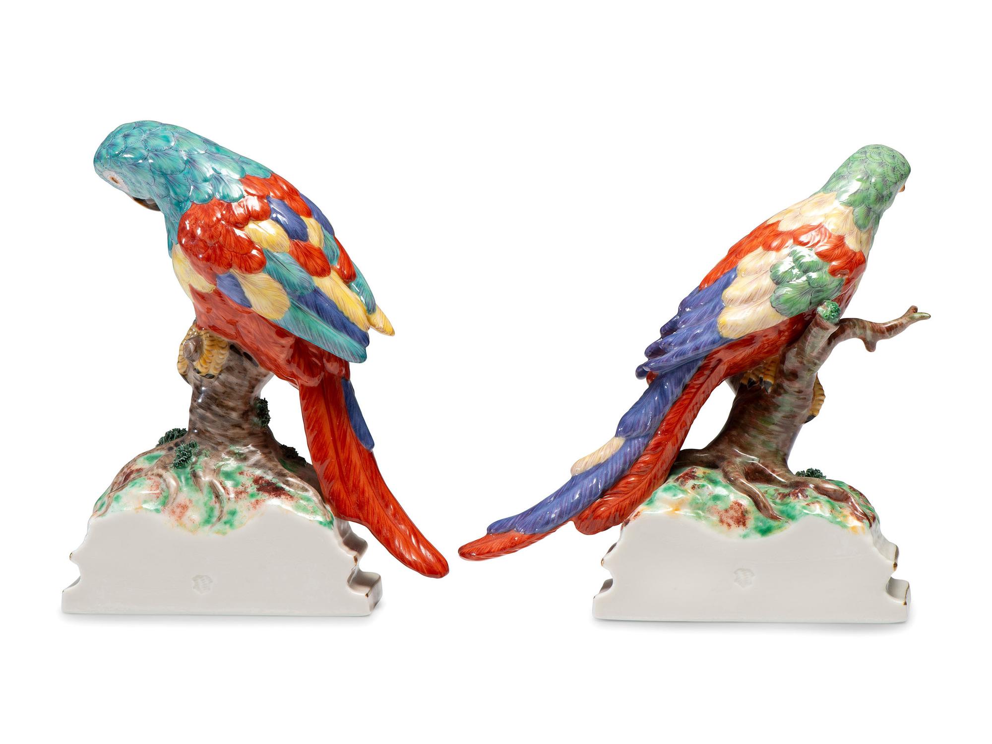 A Pair of Nymphenburg Porcelain Parrots