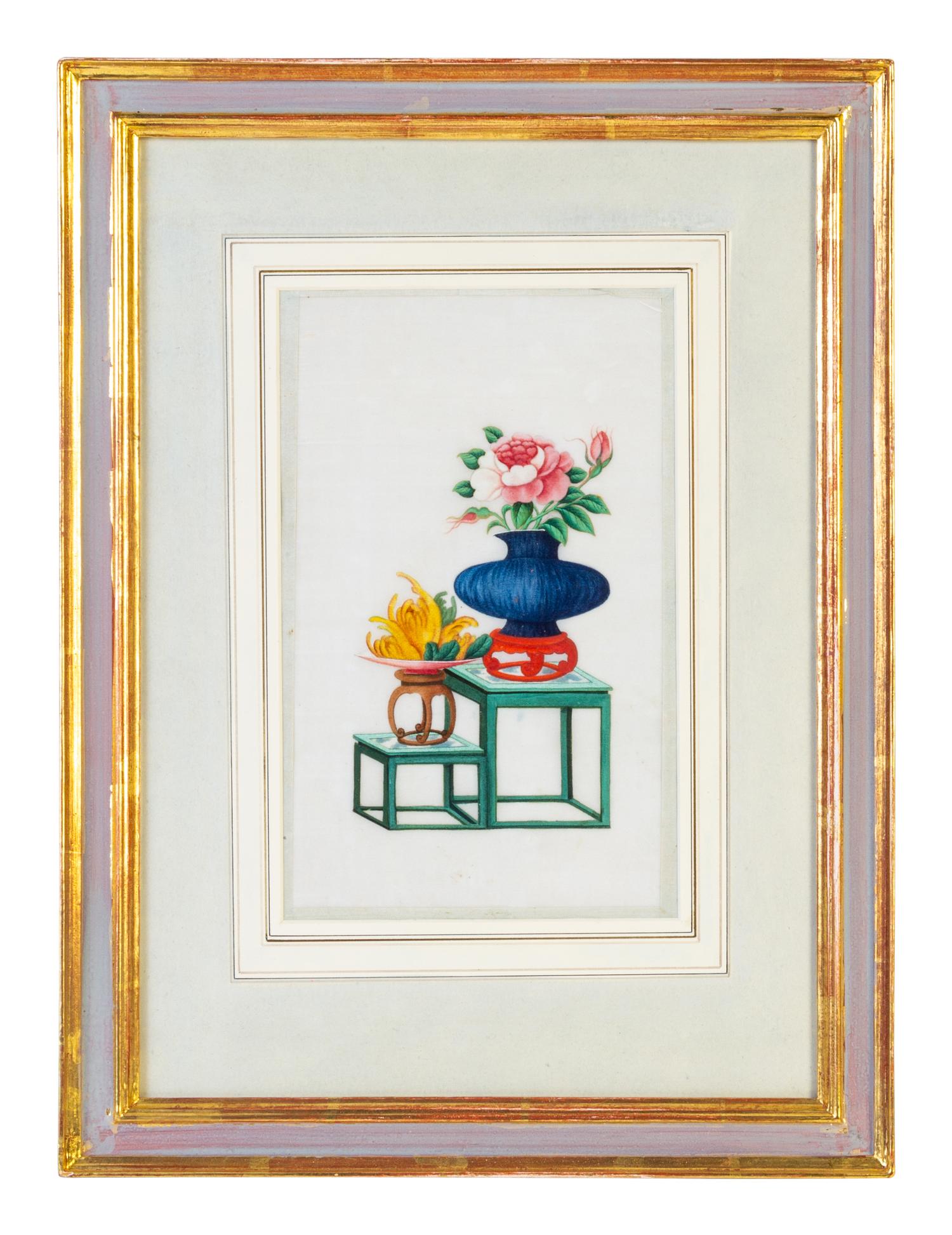 Twelve Chinese Export Painted Pith Paper Scholarly Scenes