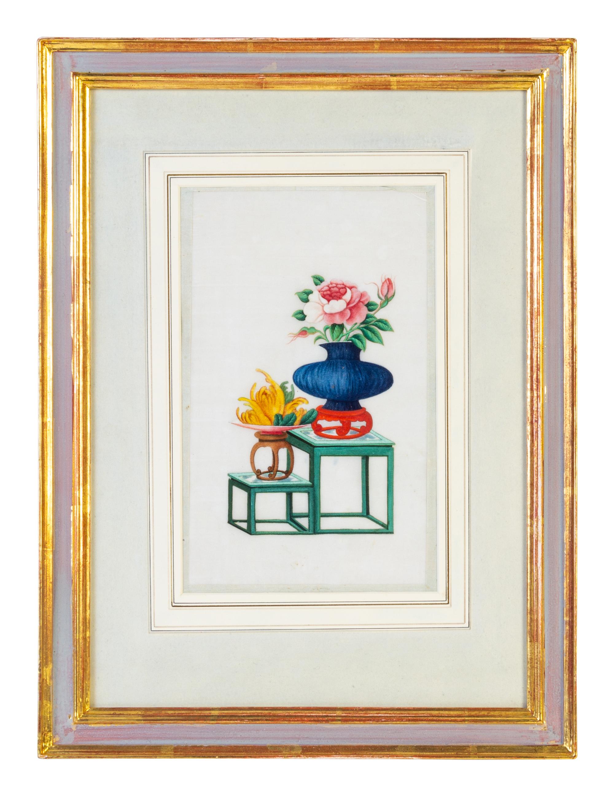 Twelve Chinese Export Painted Pith Paper Scholarly Scenes