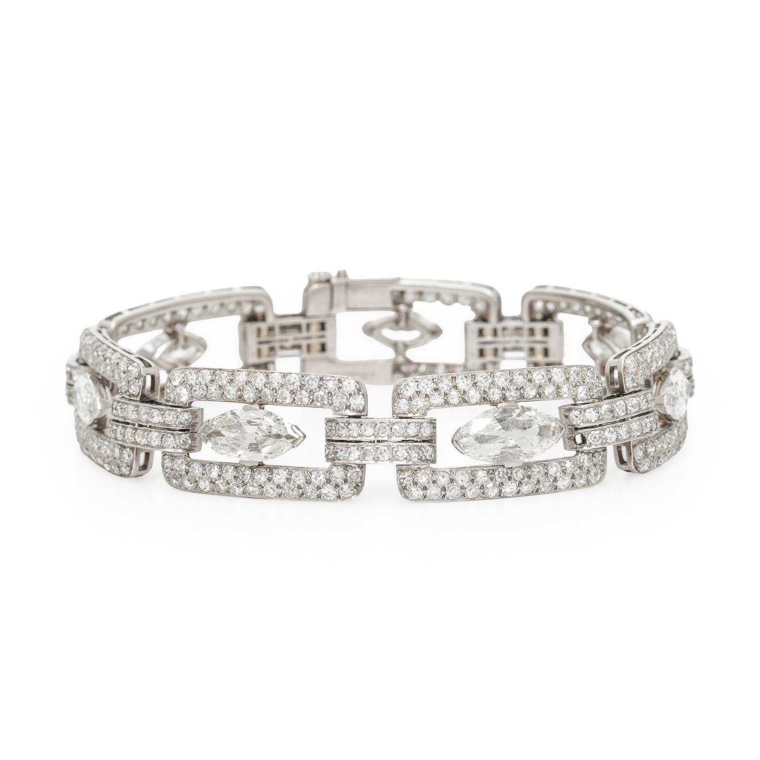 CHARLTON & CO., ART DECO, DIAMOND AND PLATINUM BRACELET