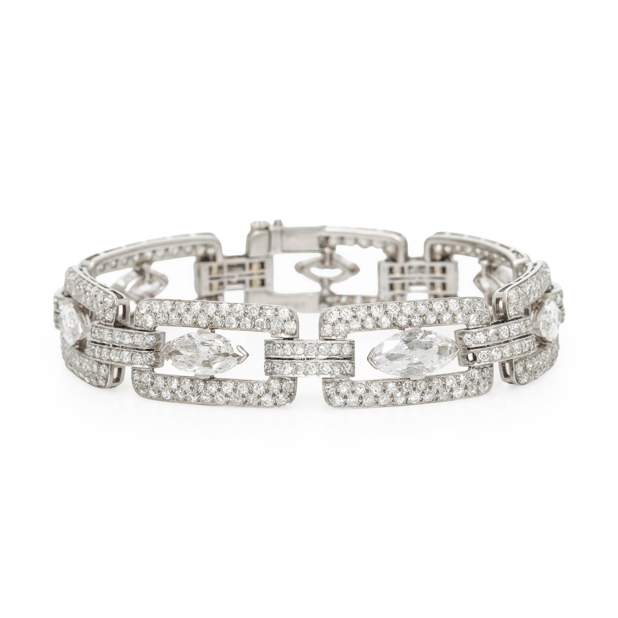 CHARLTON & CO., ART DECO, DIAMOND AND PLATINUM BRACELET