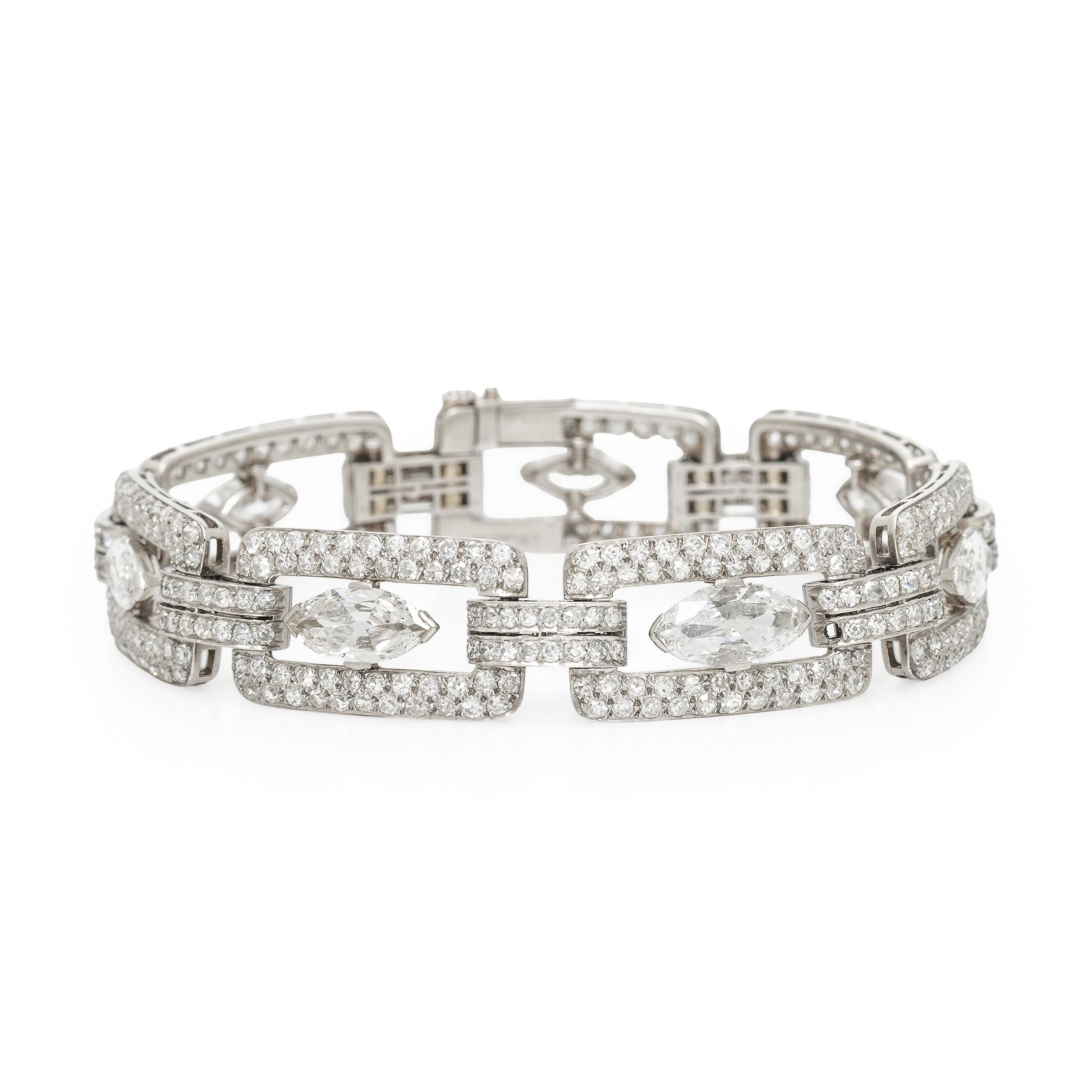 CHARLTON & CO., ART DECO, DIAMOND AND PLATINUM BRACELET