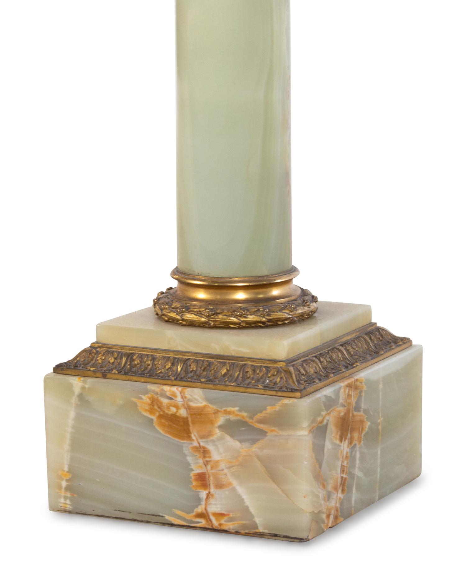 A Continental Gilt Bronze Mounted Onyx Pedestal