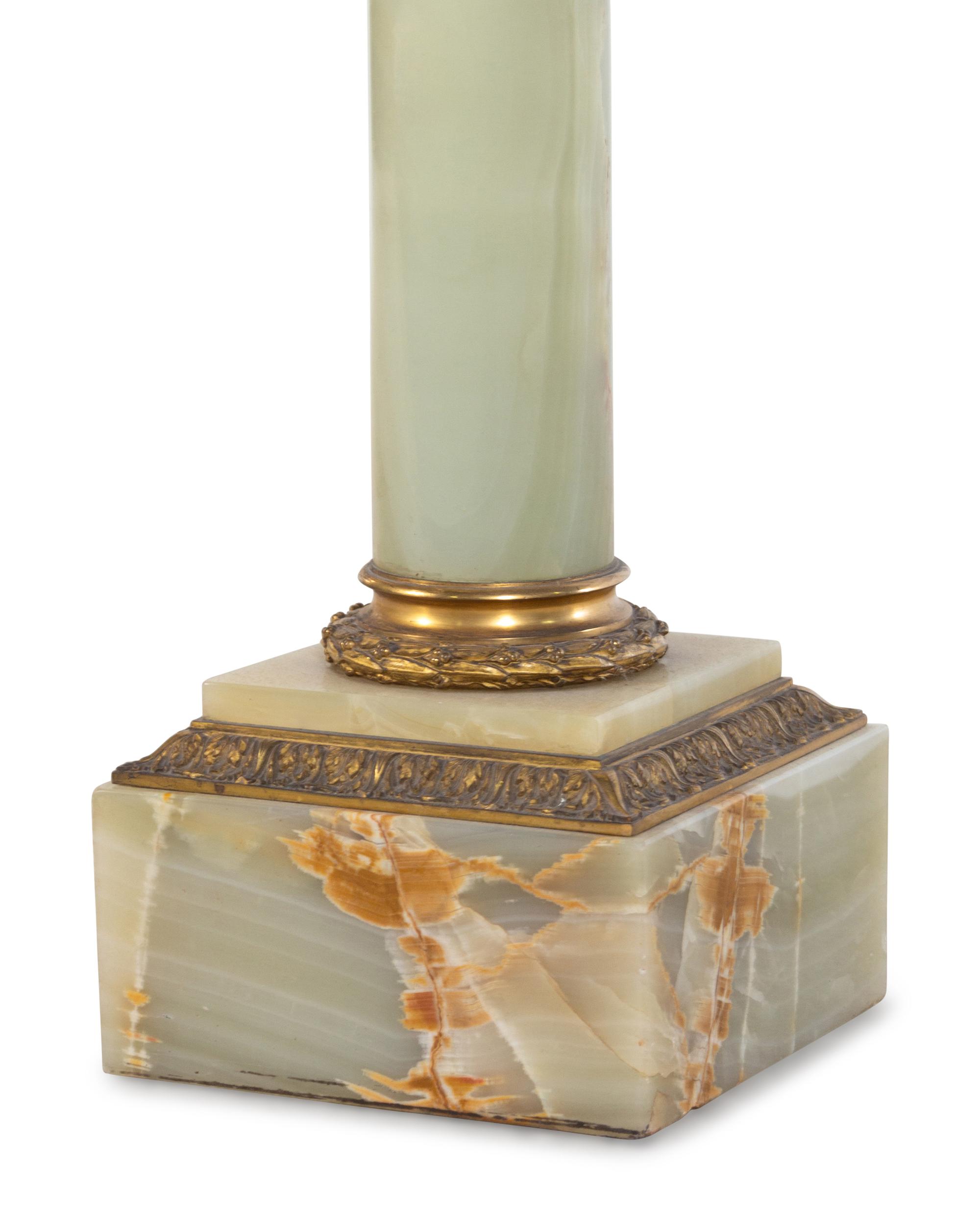A Continental Gilt Bronze Mounted Onyx Pedestal
