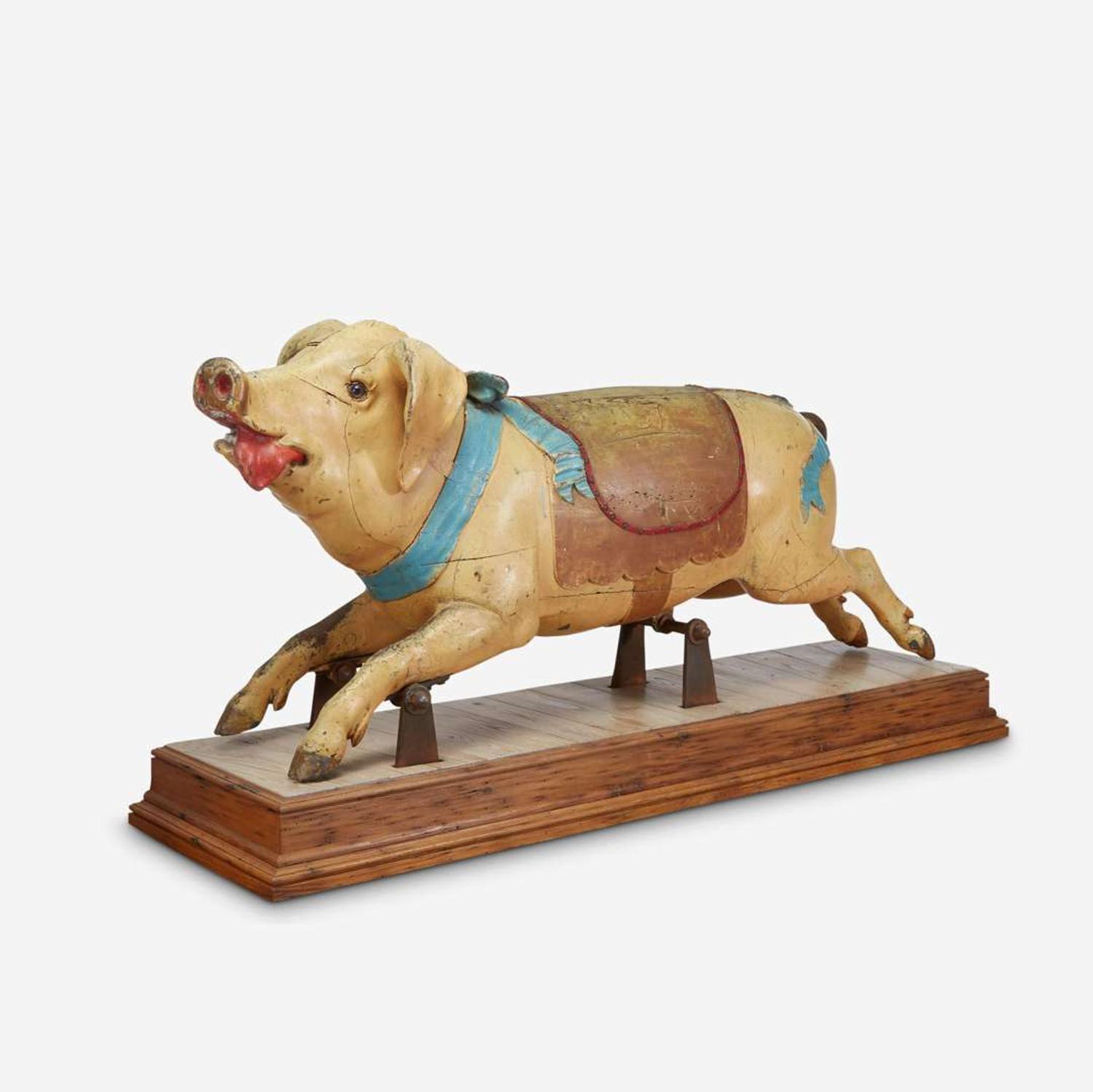 A carved and painted carousel pig Attributed to Gustave Bayol Carousel Company (active 1887-circa 1914), Angers, France