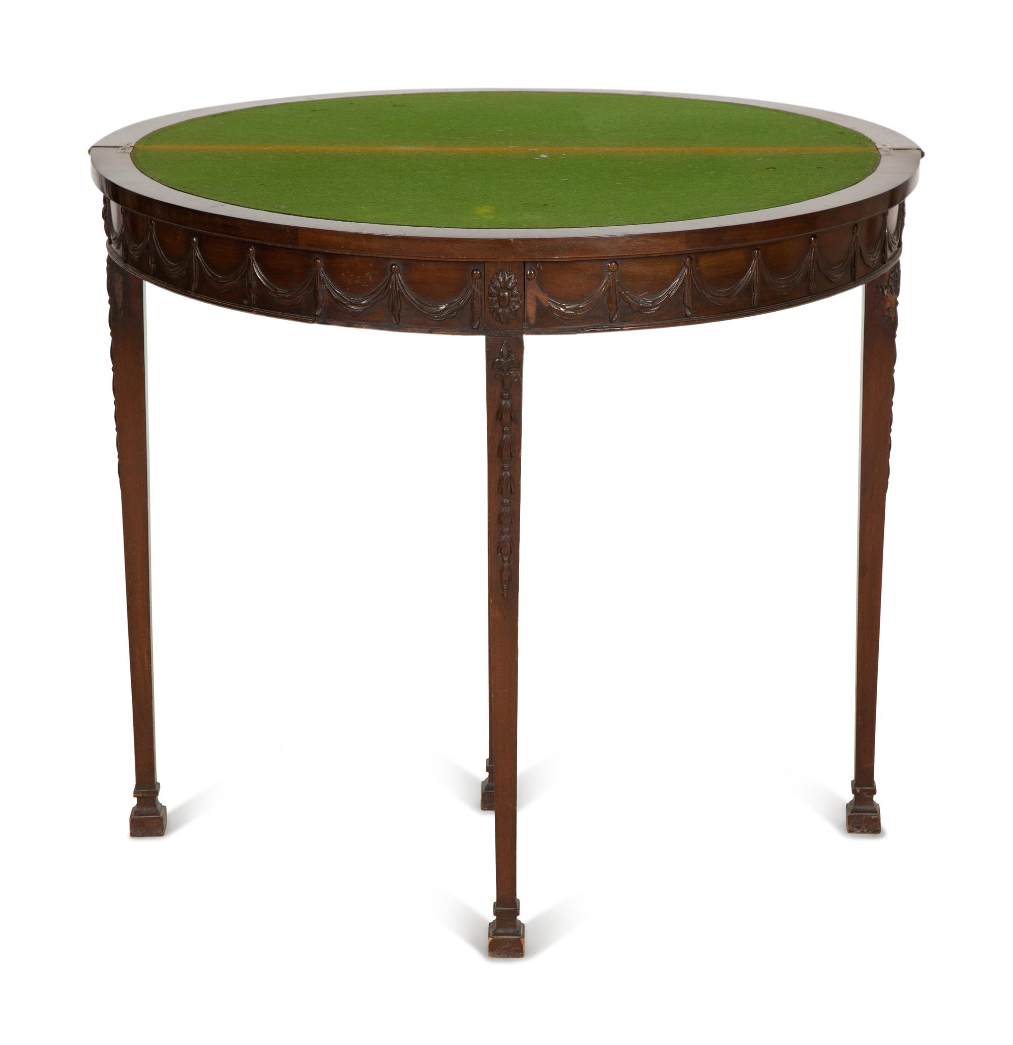 A George III Style Flip-Top Demilune Table