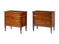 A Pair of Directoire Style Walnut Small Commodes