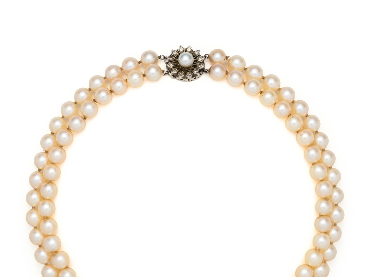 CULTURED PEARL AND DIAMOND NECKLACE