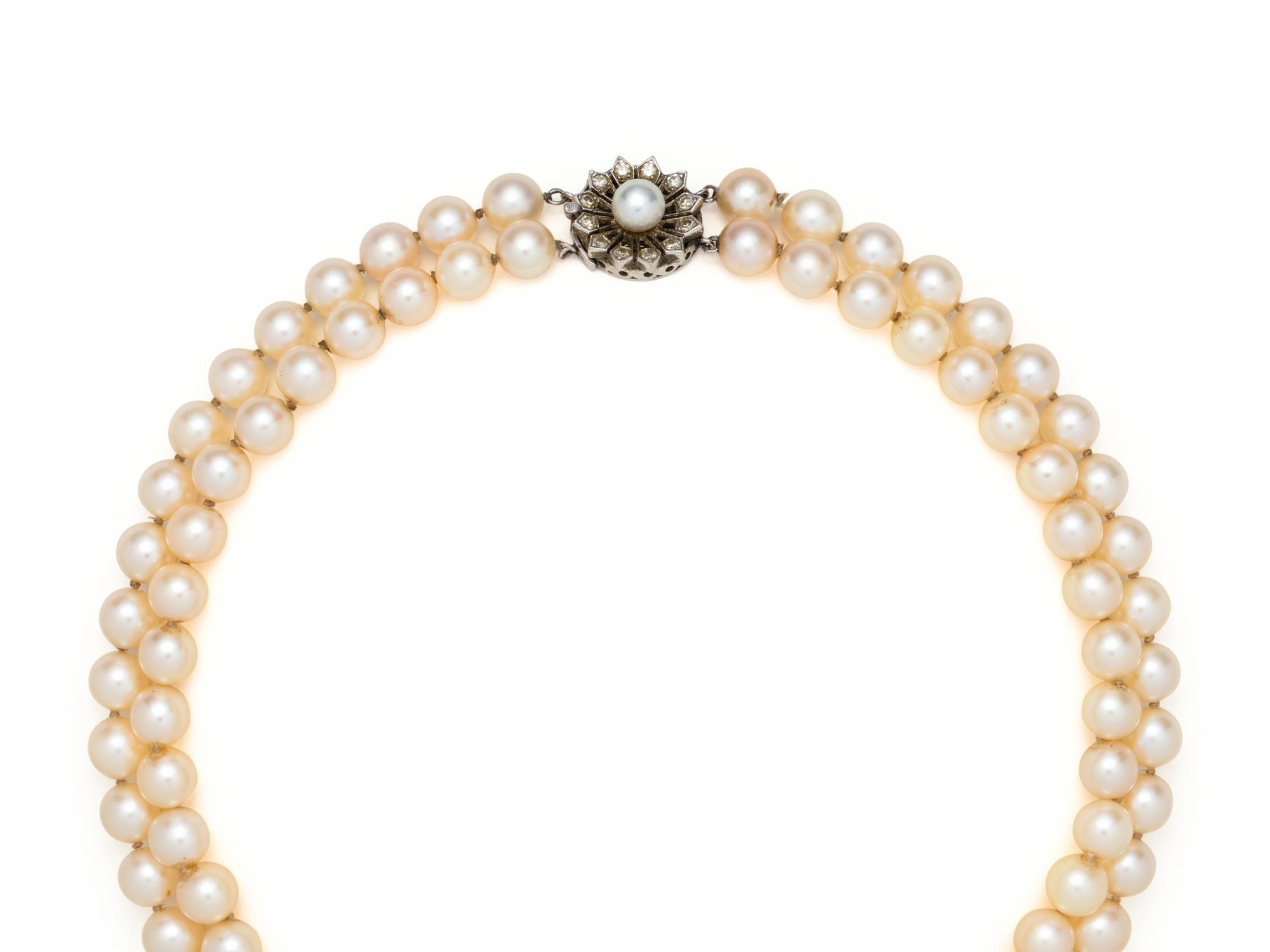 CULTURED PEARL AND DIAMOND NECKLACE
