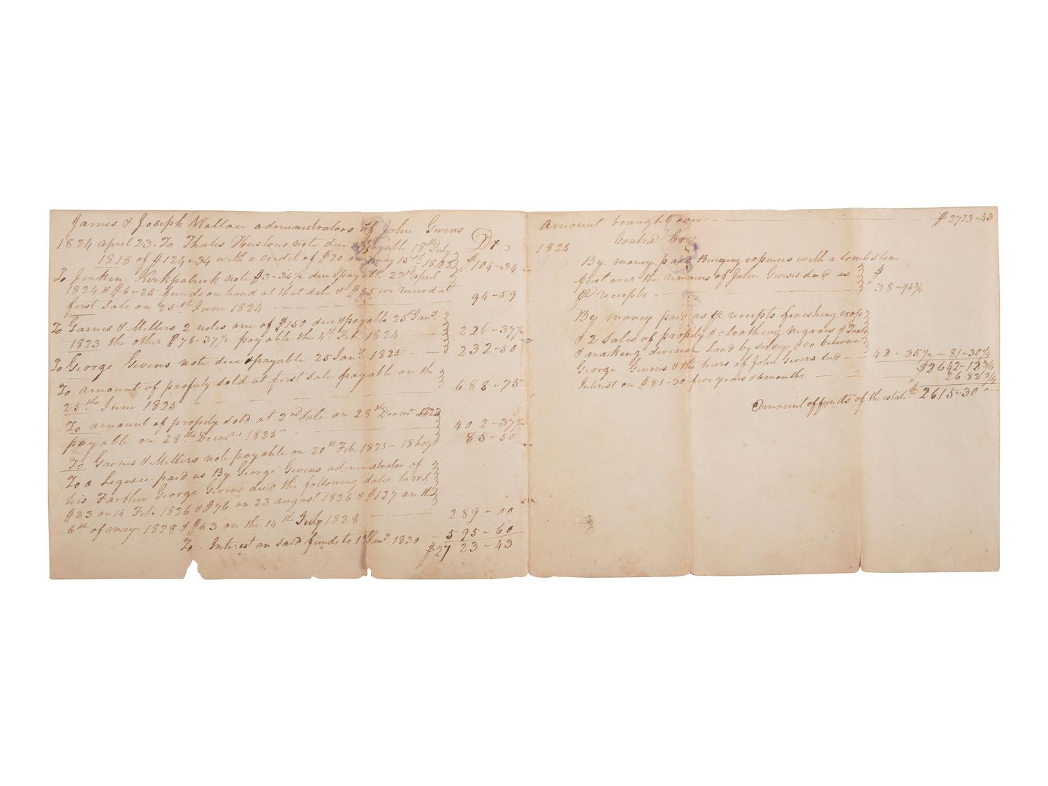 [ENSLAVEMENT & ABOLITION]. A group of 4 estate documents listing individual enslaved persons, most by name. [Lincoln County, KY], 1809-1830.