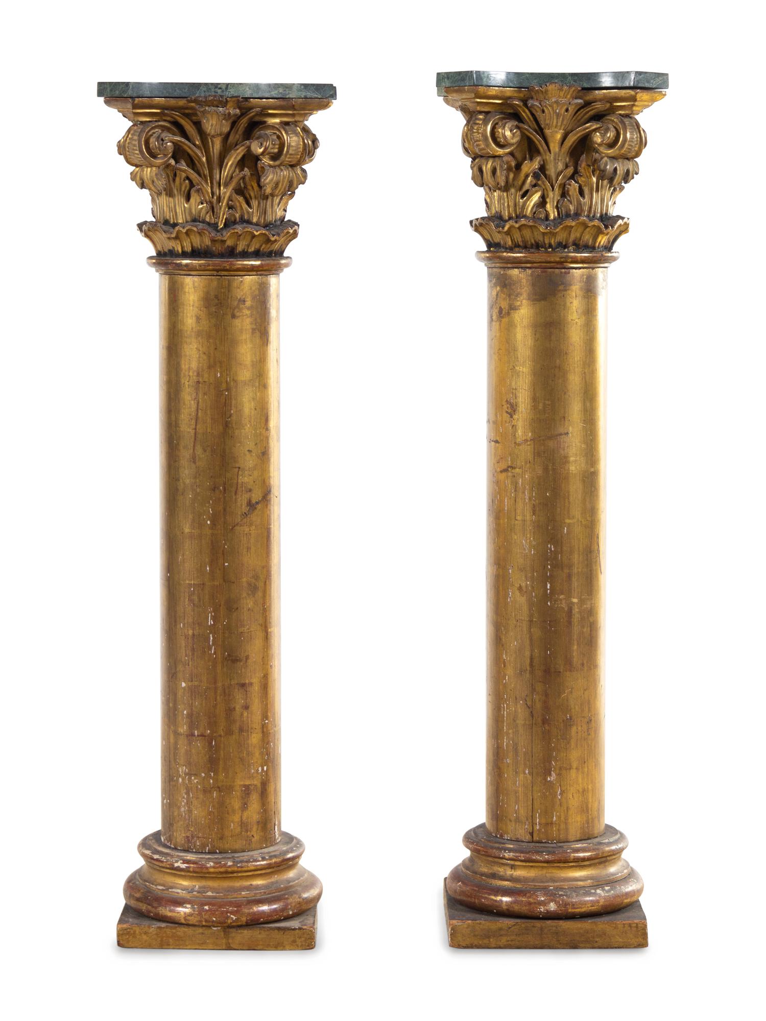 A Pair of Continental Giltwood Pedestals