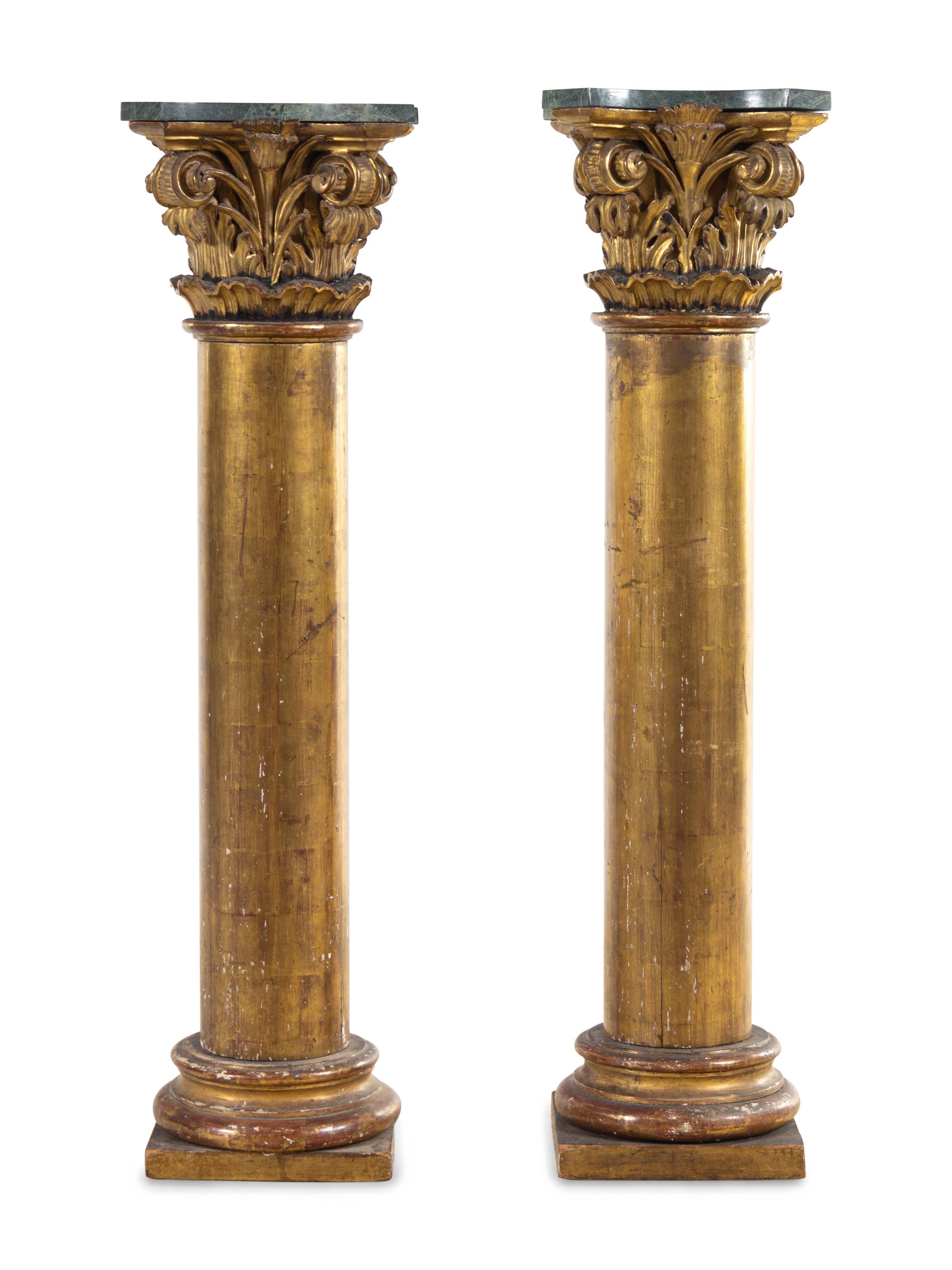 A Pair of Continental Giltwood Pedestals