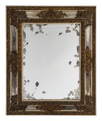 A Venetian Style Repousse Brass Mounted Cushion Frame Mirror — 20TH CENTURY