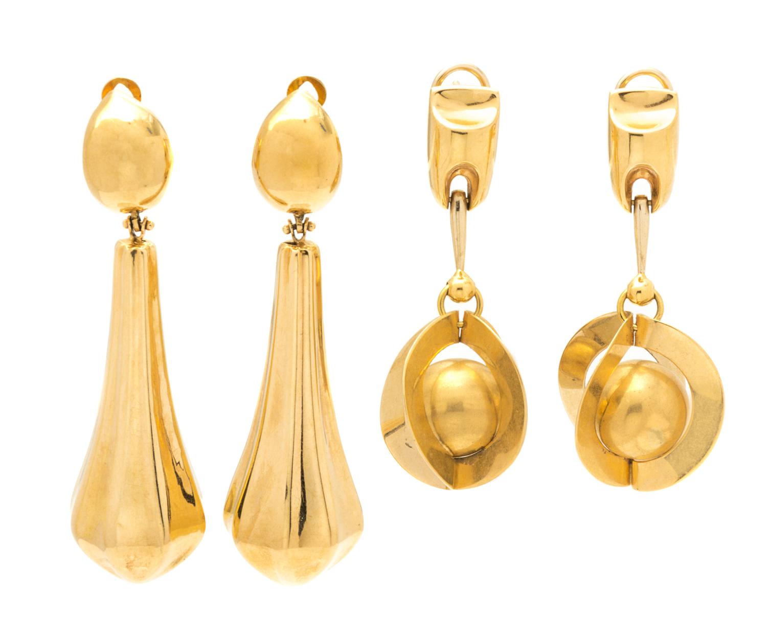 A Collection of Yellow Gold Earclips, Italian, 21.20 dwts.