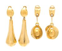 A Collection of Yellow Gold Earclips, Italian, 21.20 dwts.