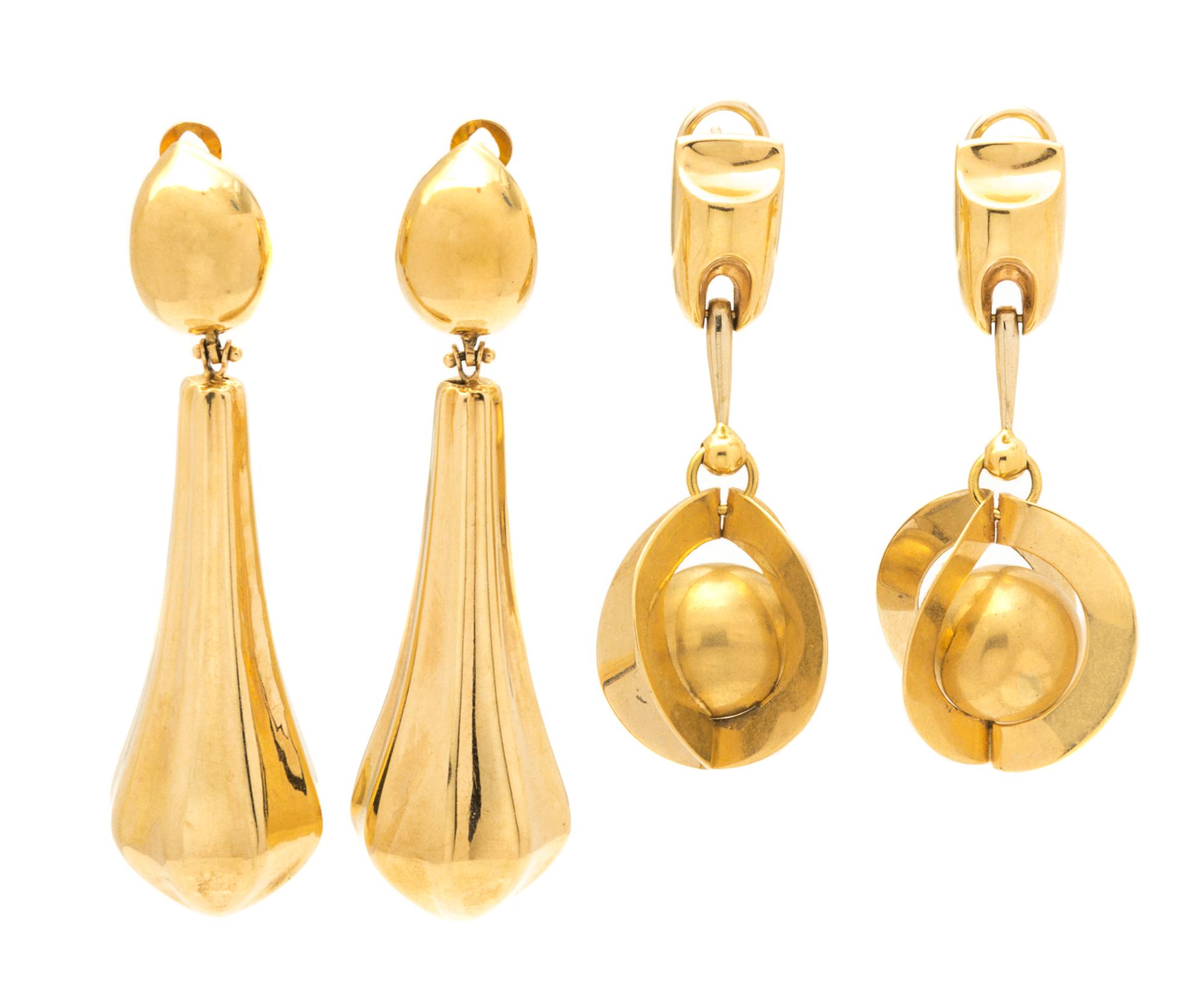 A Collection of Yellow Gold Earclips, Italian, 21.20 dwts.