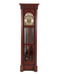A Classical Style Mahogany Tall Case Clock Retailed by Tiffany & Co.