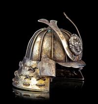 A Japanese Miniature Helmet-Form Salt Shaker
