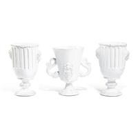 Three White Glazed Earthenware Vases