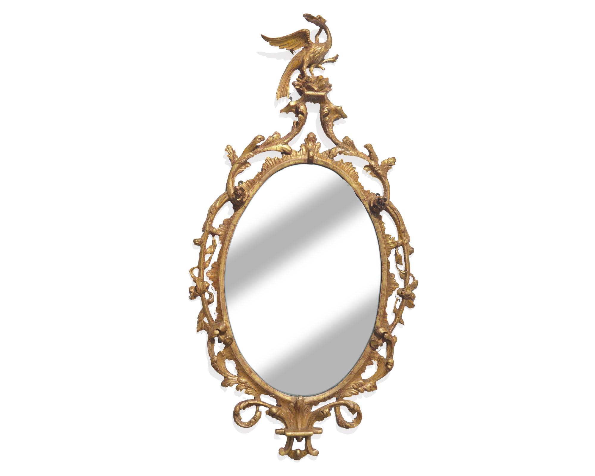 A Fine George III Giltwood Oval Looking Glass, Circa 1770